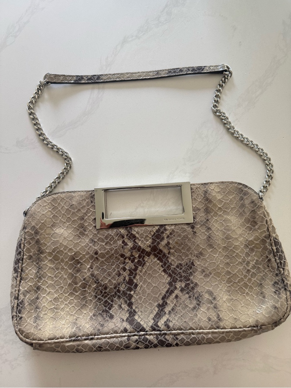 Michael Kors Snake-Print Clutch/Shoulder Bag
